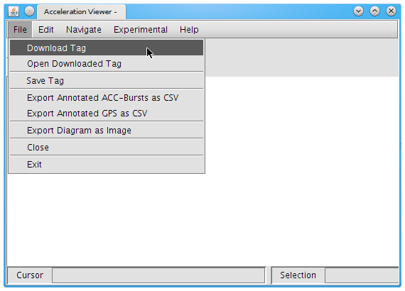Image of Acceleration Viewer Window after File has been selected with Download Tag highlighted.